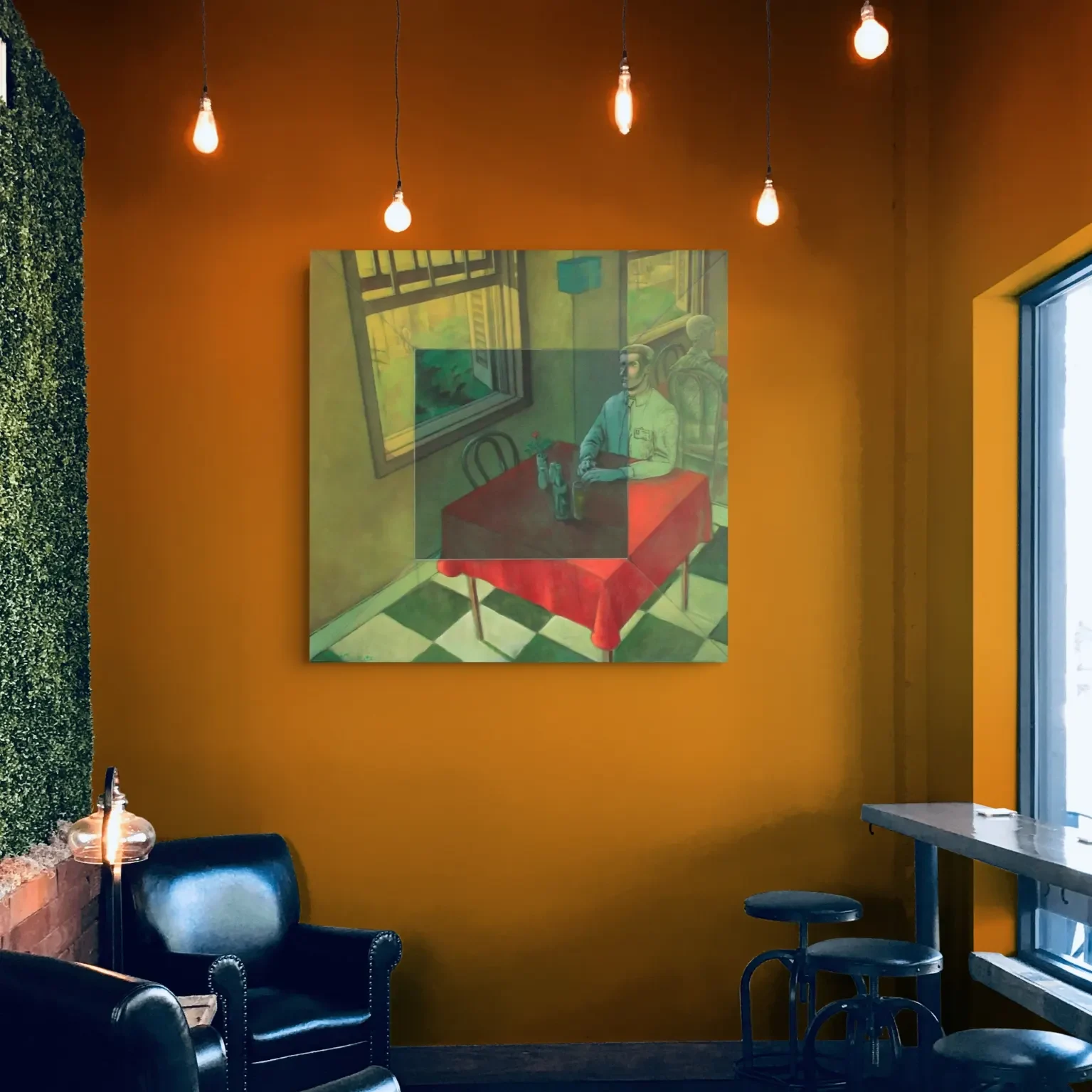 Quadro de Zélio Alves Pinto - ambientado em diferentes estilos de salas.