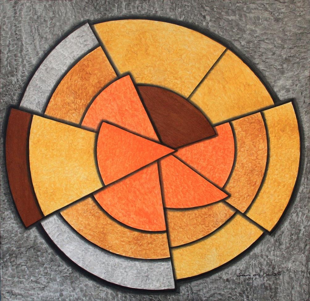 Sonia Von Bruski – 1993 circulos partidos temper s tela – 100x100 cm