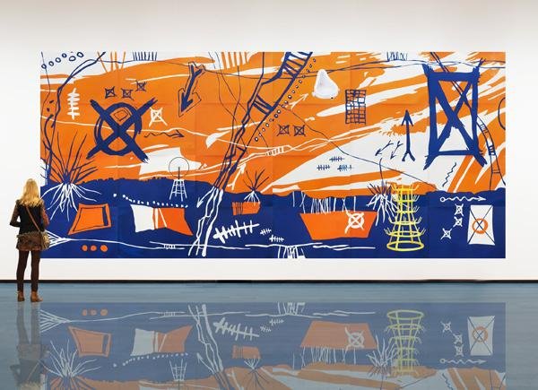 Waldo bravo B78 Serie In sercoes Tinta acrilica e serigrafia sobre papel 3 x 6 metros