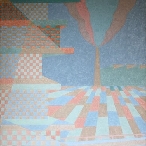 Pintura a óleo original de Aldir Mendes exposta no acervo da galeria.