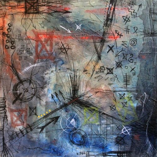 Waldo Bravo – signos – TOC5 – 1992 - tecnica mista stela - 90x90 cm