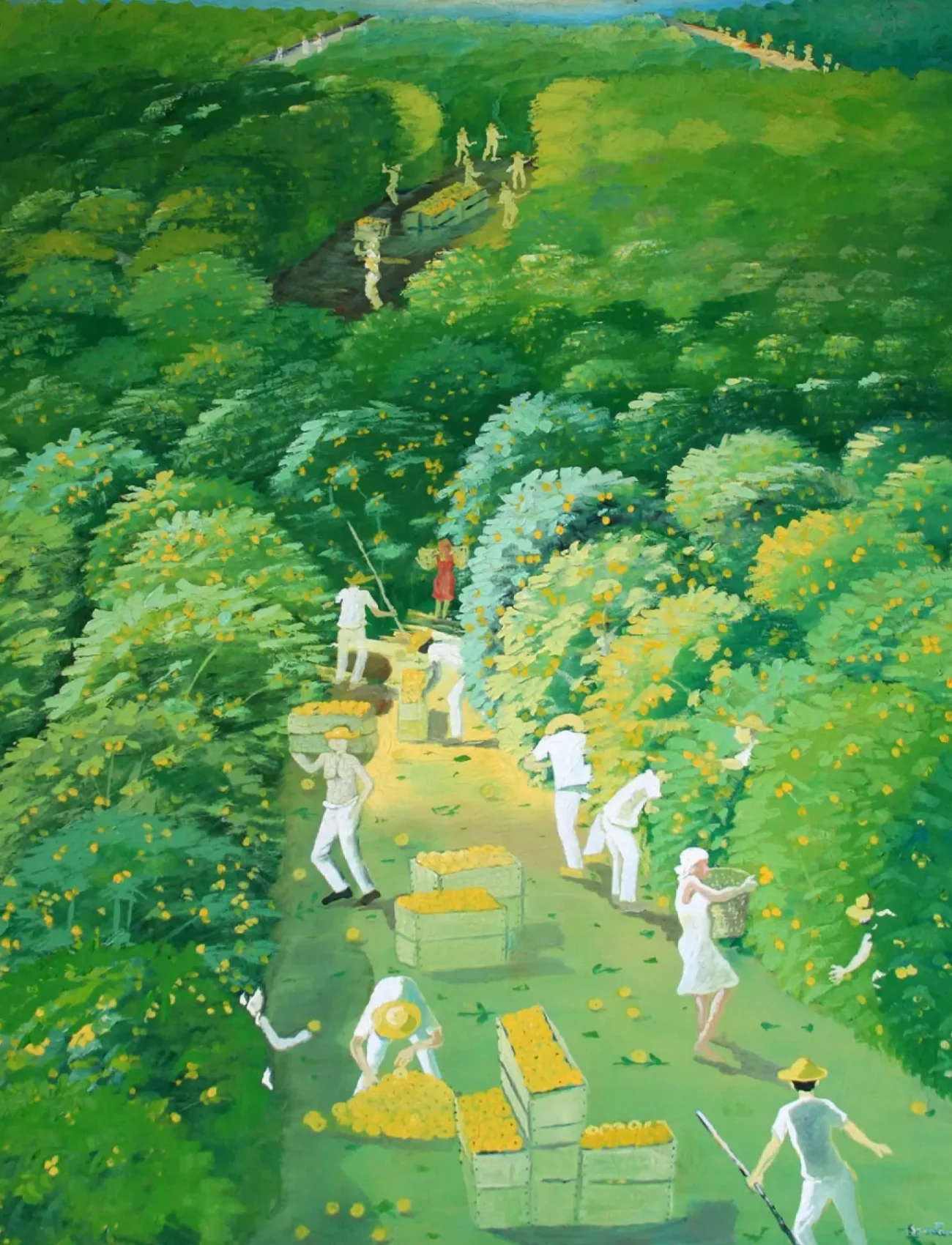 Wanderley SANTANA -1992-OLEO-S-TELA-LARANJALCOLHEITA-80X100-CM